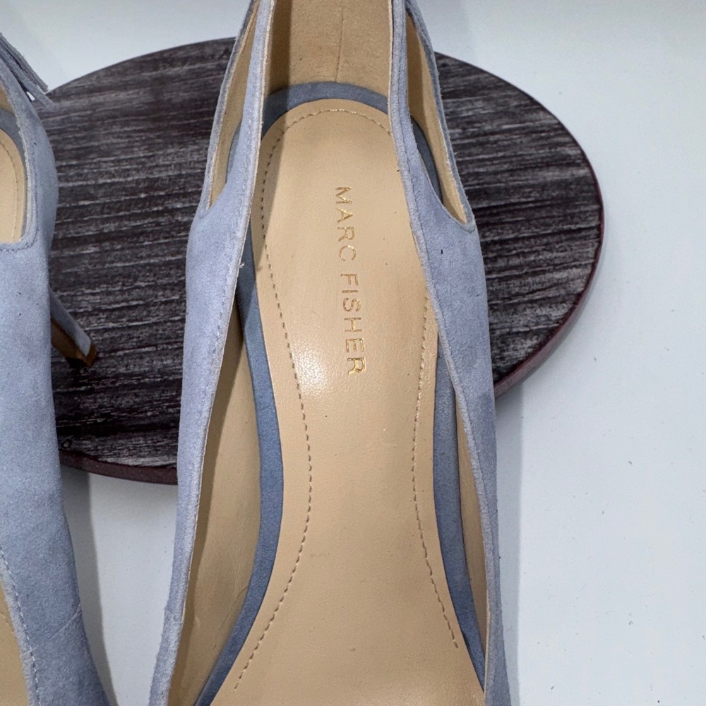 Marc Fisher Pumps Womens 10 Tammye Tassel Heels Blue Suede Pointed Toe Shoes - Picture 9 of 10